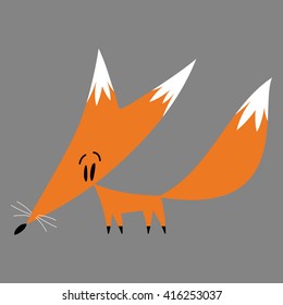 funny fox on a gray background