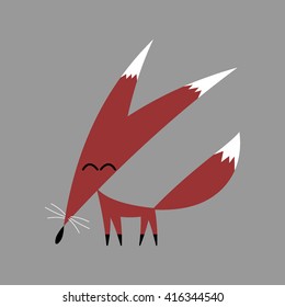 funny fox on a gray background