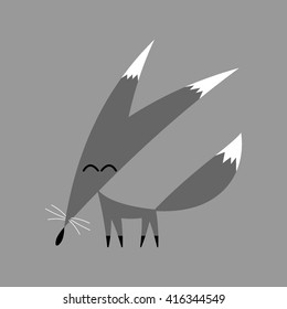 funny fox on a gray background