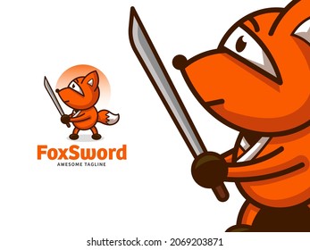 FUNNY FOX SWORD LOGO MASCOT