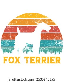 Funny Fox Terrier Vintage Retro Sunset Silhouette Gifts Dog Lover Dog Owner Essential T-Shirt