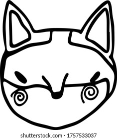 funny Fox vector illustration. wild forest animals. the head of a sly Fox . graphical sketch. the black line. Doodle style 