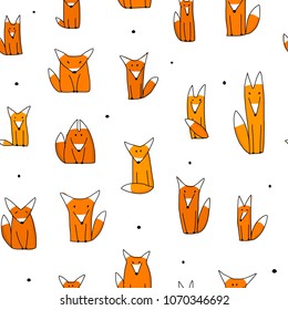 Funny foxes, seamless pattern for your design