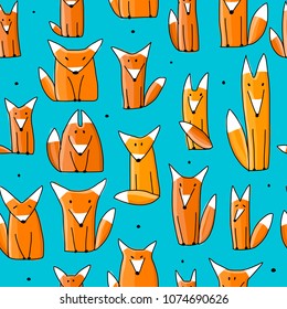 Funny foxes, seamless pattern for your design