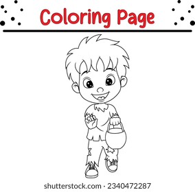 funny Frankenstein cartoon coloring page. Halloween coloring book for kids