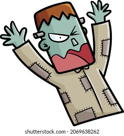 Funny Frankenstein Cartoon In Surprised Pose