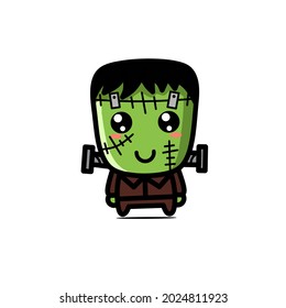 Funny Frankenstein Character. Kawaii Illustration