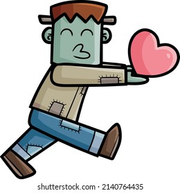 Funny Frankenstein Giving A Heart