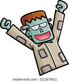 Funny frankenstein with happy or winning pose