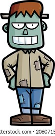 Funny frankenstein standing and smiling for halloween