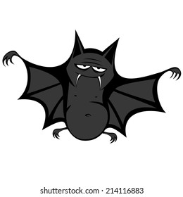 Funny freaky bat - a big black fat bat is smiling at you