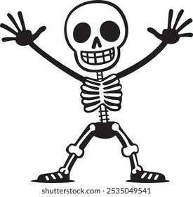 Funny freaky skeleton. doodle. comic