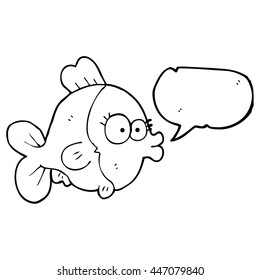 funny freehand drawn speech bubble cartoon fish