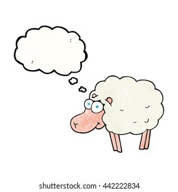 funny freehand drawn thought bubble textured cartoon sheep