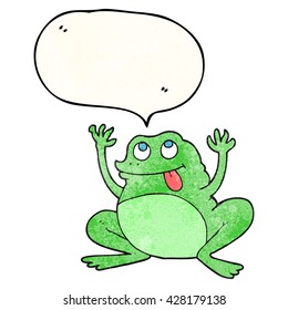 funny freehand speech bubble textured cartoon frog
