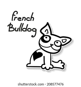 Funny French Bulldog - funny sketch illustration. Vector.