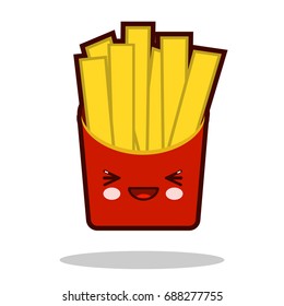 Funny french fries cartoon character icon kawaii fast food Flat design Vector Illustration