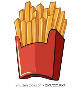 funny french fries cartoon, fast food vector isolated on white, work of hand drawn