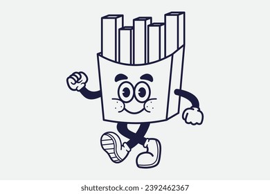 Funny French Fries Cartoon Mascot Character Vector Illustration