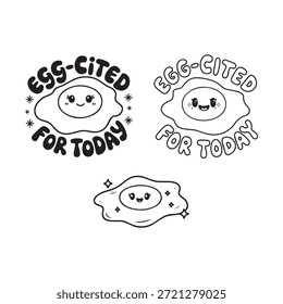 lustige gebratene Ei-Illustration mit niedlichen Zitat für Frühstück Humor Designs