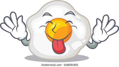Funny fried egg mascot design with Tongue out