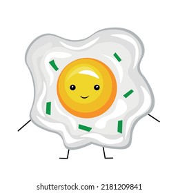 Funny fried egg on white background