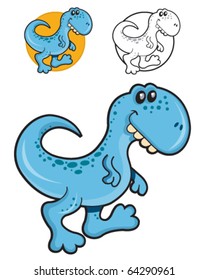 Funny and Friendly Blue Tyrannosaurus walking