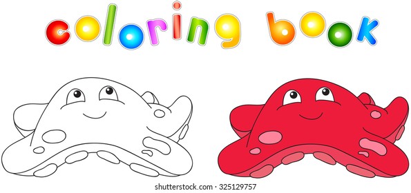Funny and friendly cartoon starfish. Coloring book for kids