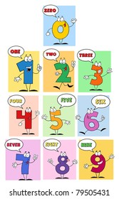 Funny Friendly Comics Numbers-Vector Collection