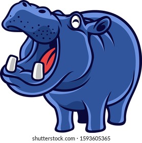 Funny Friendly Hippo Smiles with the mouth opening wide vector