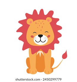 Funny friendly lion for children, humorous mascot. Funny animal character.
