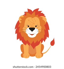 Funny friendly lion for children, humorous mascot. Funny animal character.
