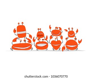 Funny friends crabs, sketch for your design