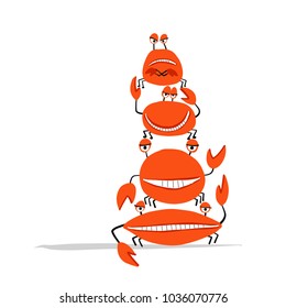 Funny friends crabs, sketch for your design