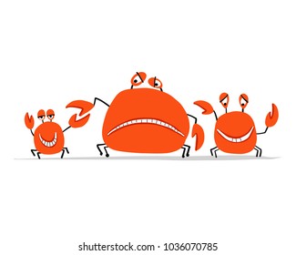 Funny friends crabs, sketch for your design