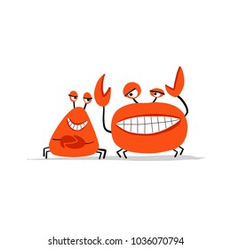 Funny friends crabs, sketch for your design