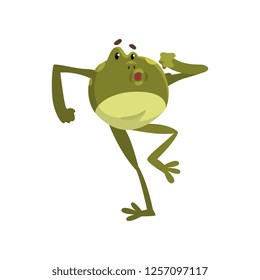 Funny frog amfibian animal cartoon character vector Illustration on a white background