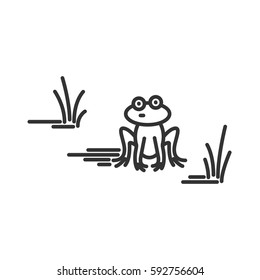 Funny frog. Cartoon character. Concept illustration for design. Simple vector sign, icon. 