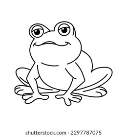 Funny frog cartoon characters vector illustration. For kids coloring book.