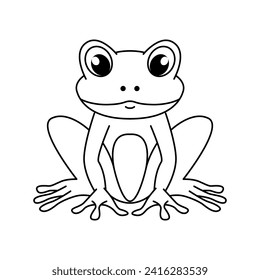 Funny frog cartoon for coloring book