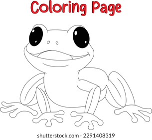 Gracioso libro de colorear Frog. Diseño de líneas de arte para la página de coloración infantil