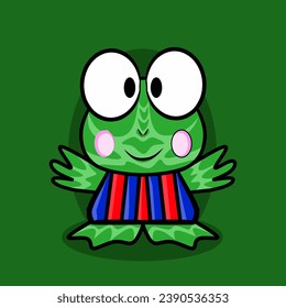 Funny frog. Cute cartoon character. Vector illustration.