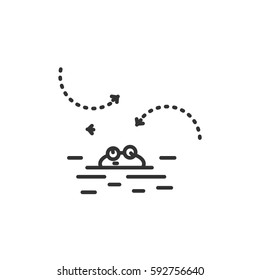 Funny frog embarrassed. Cartoon character. Concept illustration for design. Simple vector sign, icon. 