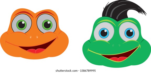 Funny Frog Face Isolated On White. Rock And Roll Frog Vector Illustration