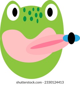 Funny frog with a fly, child's drawing