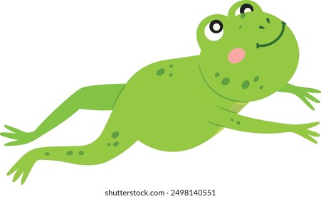 Funny frog jumping. Green toad leap icon