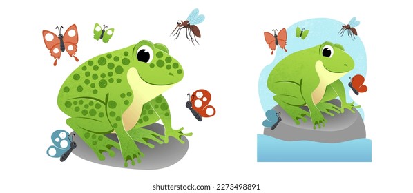 Funny frog with lettering Cute frog. Vector hand drawn illustration, children s print for postcards, posters, t-shirt