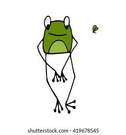 Funny frog, sketch for your design
