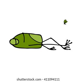 Funny frog sleeping, sketch for your design