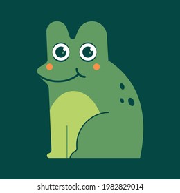 Funny frog vector cartoon illustration isolated on background.